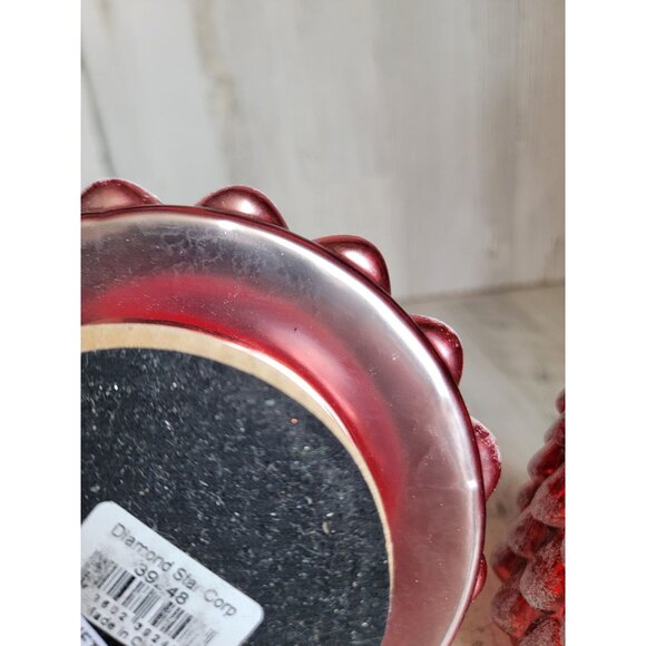 Diamond star Glitter red blown glass tree Xmas home decor set unique - Picture 8 of 8